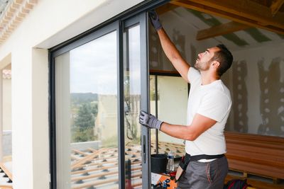 Door contractor replacing patio door