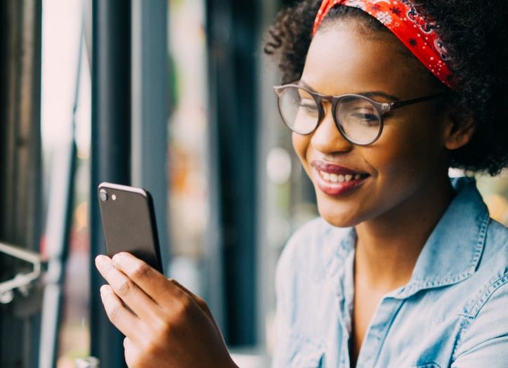 Woman looking at smartphone