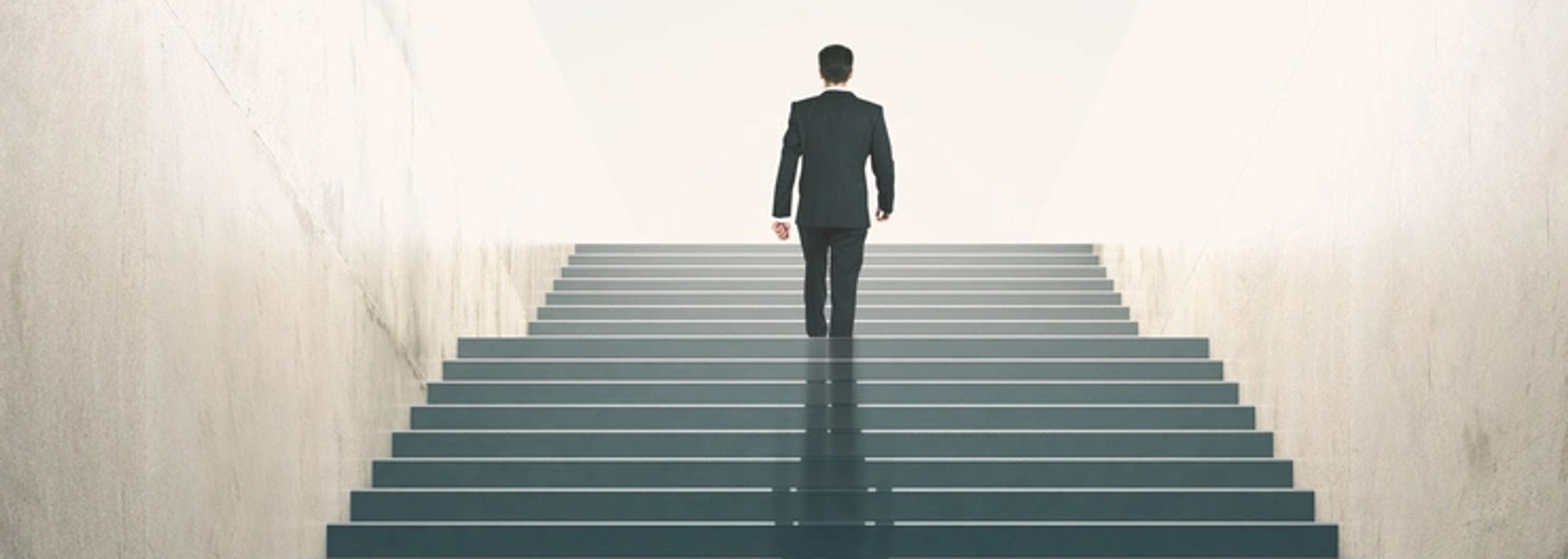 man climbing the steps