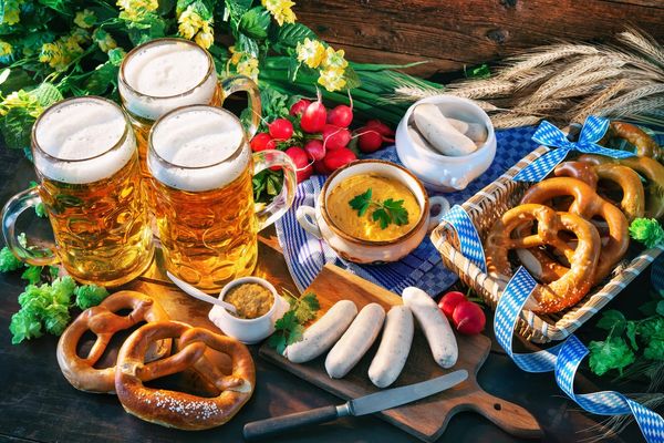 German Bavarian Schnitzel Platz Beer Draft Pretzels Sausage Food Restaurant and Bar