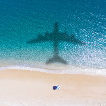 Aerial view of Tropical beach with summer vacation concept