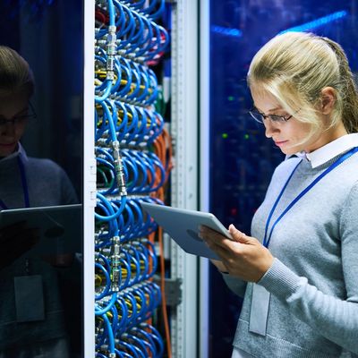 female and computer servers