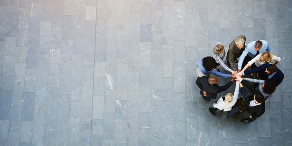 business professionals in a circle