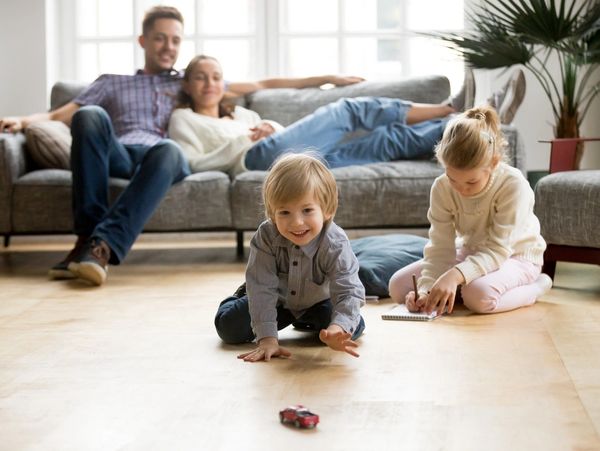 Happy family spending quality time together at home.