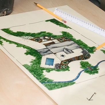 Landscape design plan illustrating proposed outdoor layout