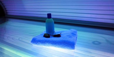 tanning bed accessories, lotion, pillows, eyewear, acrylic cleanser and polish