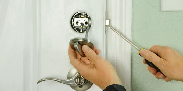 Installation of a single cylinder deadbolt lock.