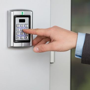 Access control allows entry through key pads. Great for securing main entry points or interior rooms 