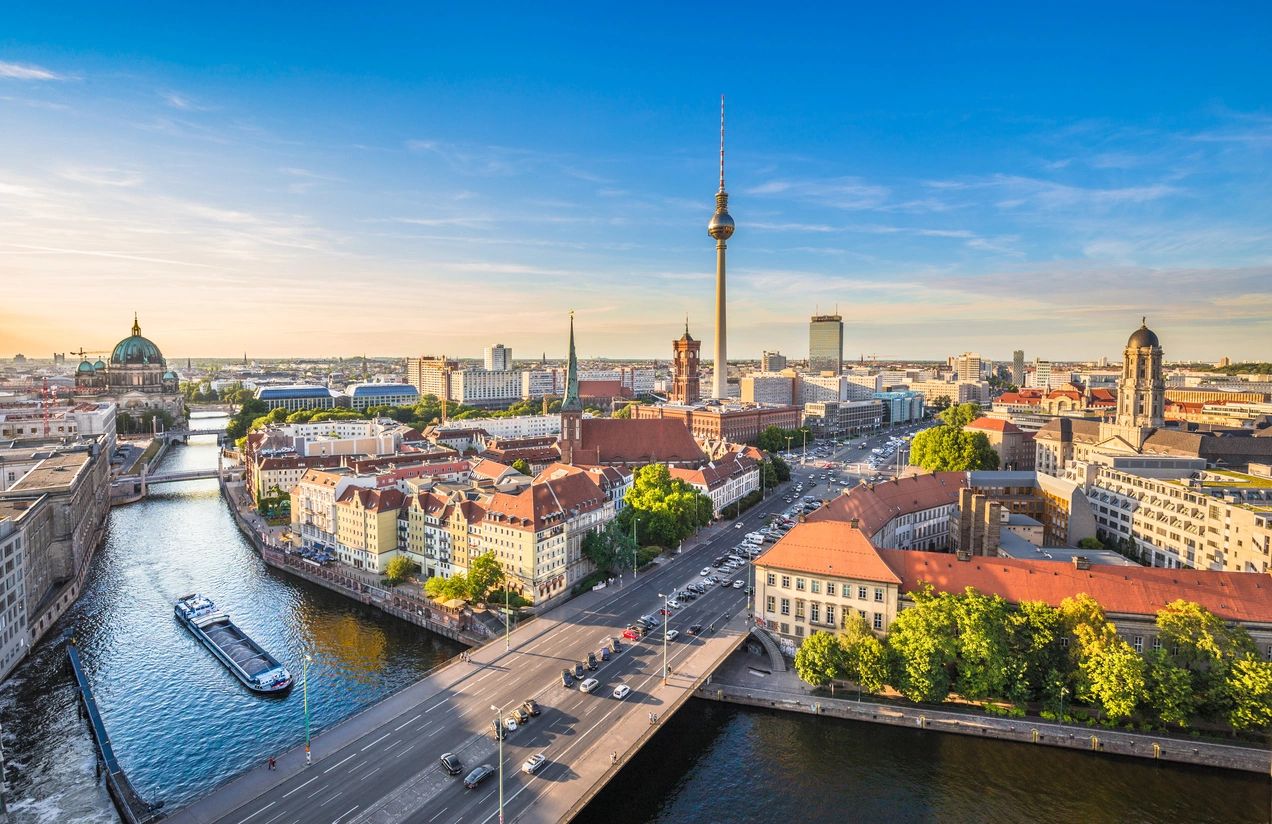 Scenic view of Berlin city with the TV Tower and river.