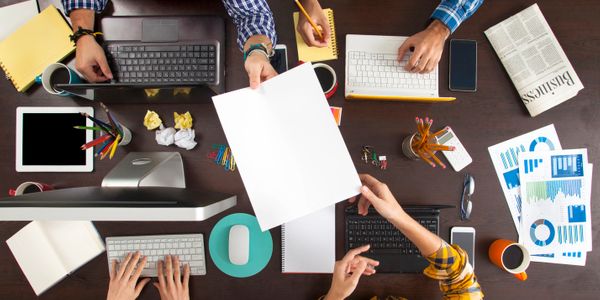 Collaboration at a conference table in an office