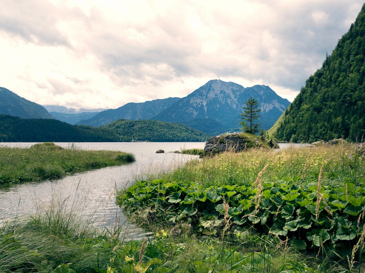 Beautiful mountain landscape with elevated peaks. 