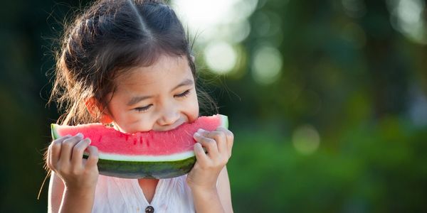 Child eating watermelon