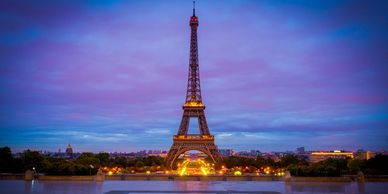 Eiffel Tower at Night, Paris France barge cruise