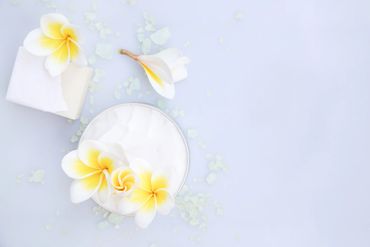 White soap bars with flowers