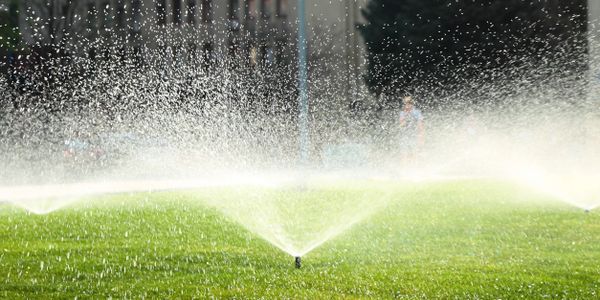 Decorative image showing a sprinkler spraying water.