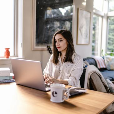 Woman working on a laptop