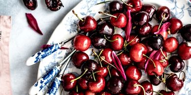 NUTRITIOUS CHERRIES ON A PLATE