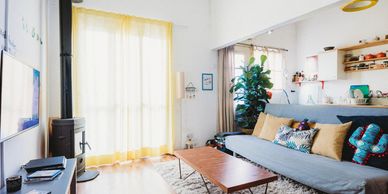 Bright, cozy living room with modern furniture and natural light.