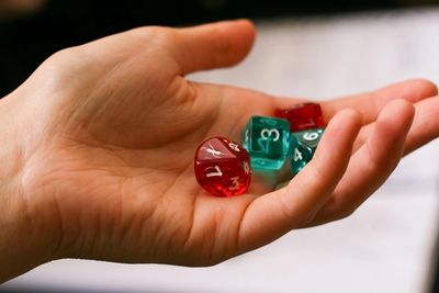 Image dice in hand for Bunco game at Walnut Senior Center