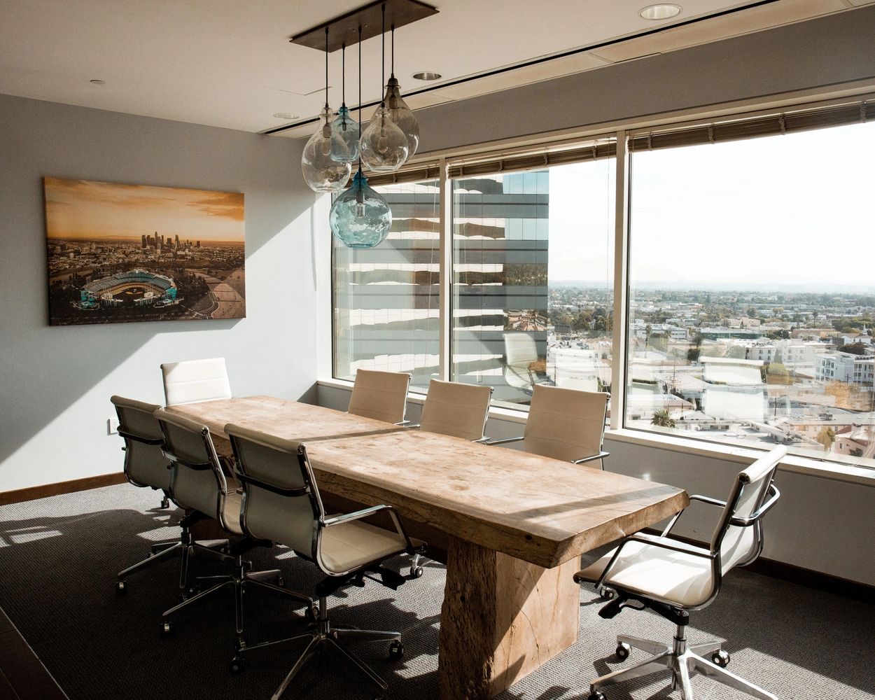 Office space overlooking city.