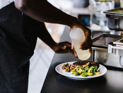 Food being prepared in restaurant kitchen