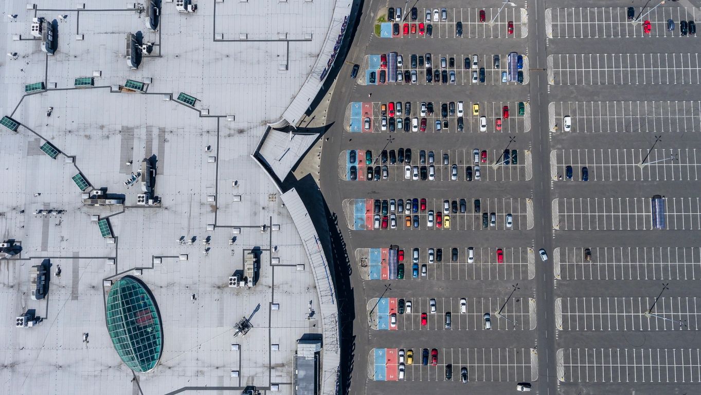 Mall parking lot restripe