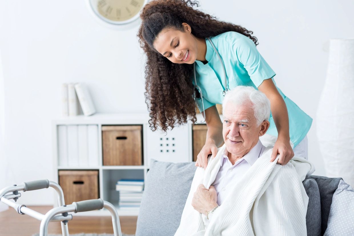 Healthcare worker with patient.