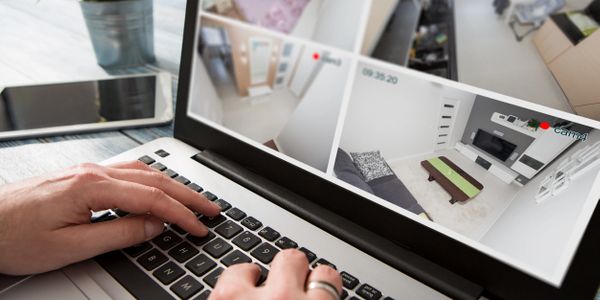 Security Camera System Display on Laptop Screen