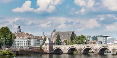 River Meuse & Saint Servatius Bridge, Maastricht, Limburg Netherlands river cruise