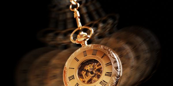 pocket watch swinging, in motion