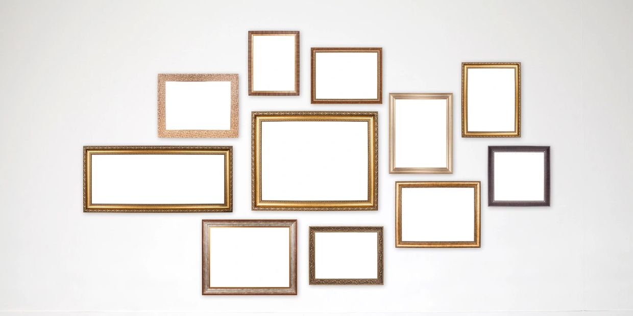 many frames on light grey background