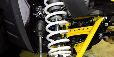 shocks
suspension
steering
control arms
ball joints
wheel bearings
struts 
bouncy ride
