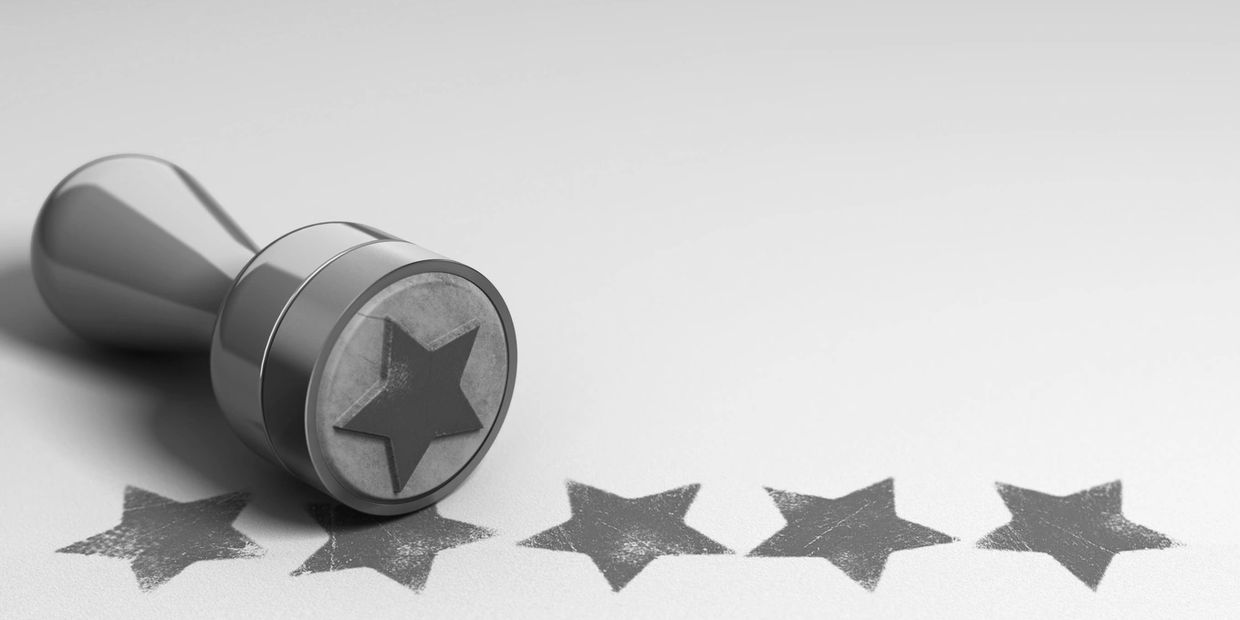 Star-shaped stamp with five stamped stars.
