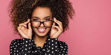 A woman with large afro hair