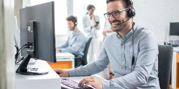 Office worker talking on phone