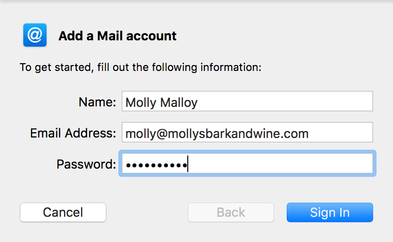 godaddy email settings for mac