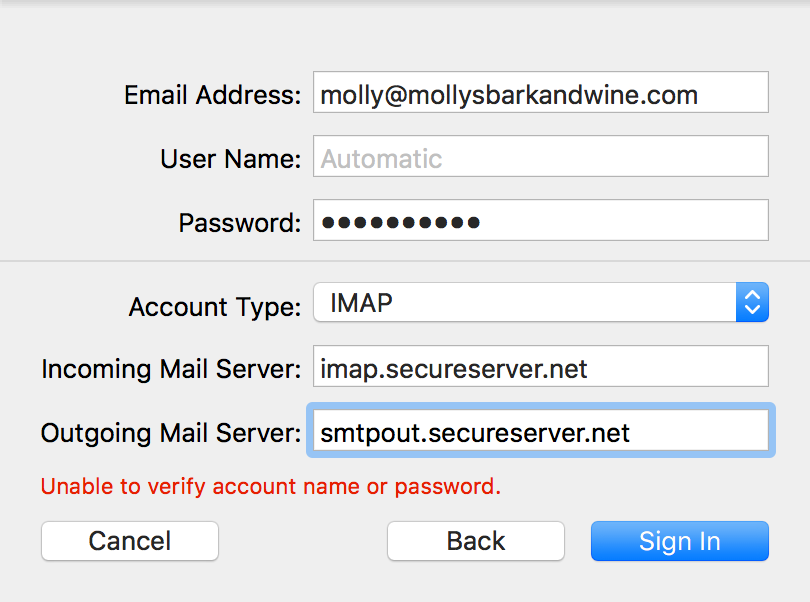 how to setup email account on mac mail server