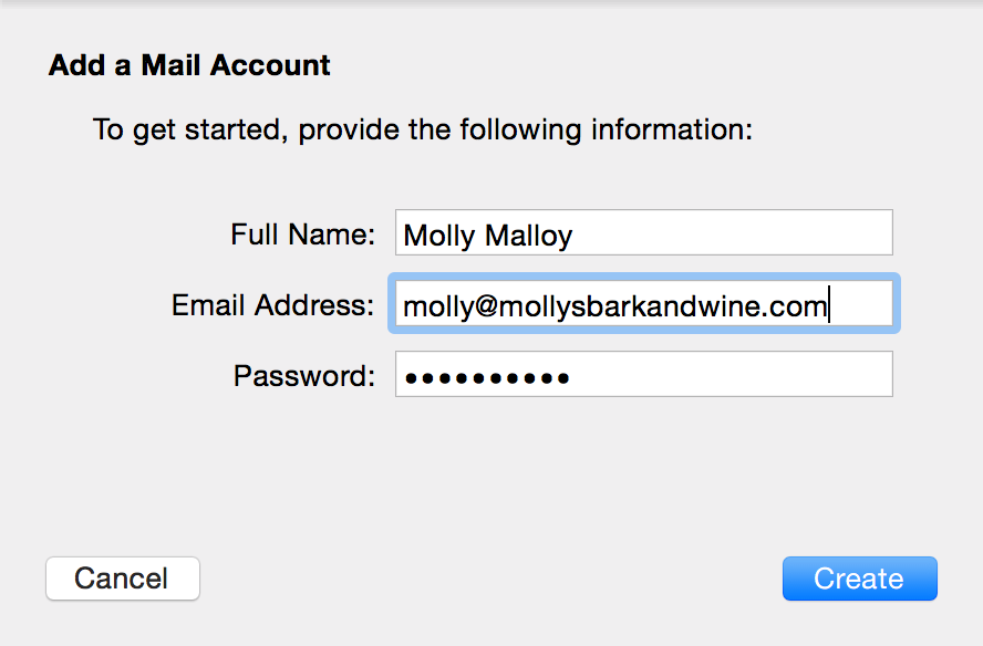 Enter email details.