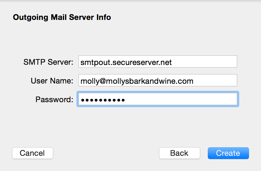 smtp server apple mail