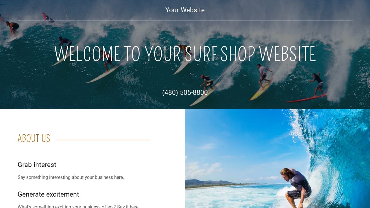 Surf Shop site Templates GoDaddy